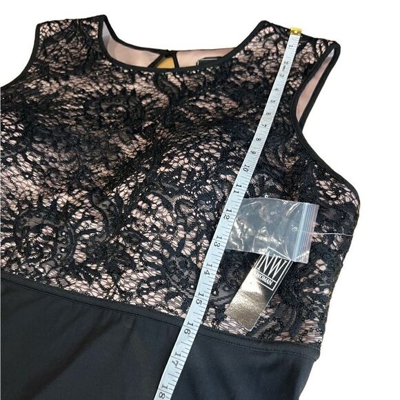 Nightway lace sequins open back evening gown black tan size 20W - Picture 13 of 16